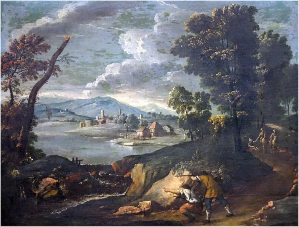 Giuseppe Zola-19-Paesaggio con cacciatori